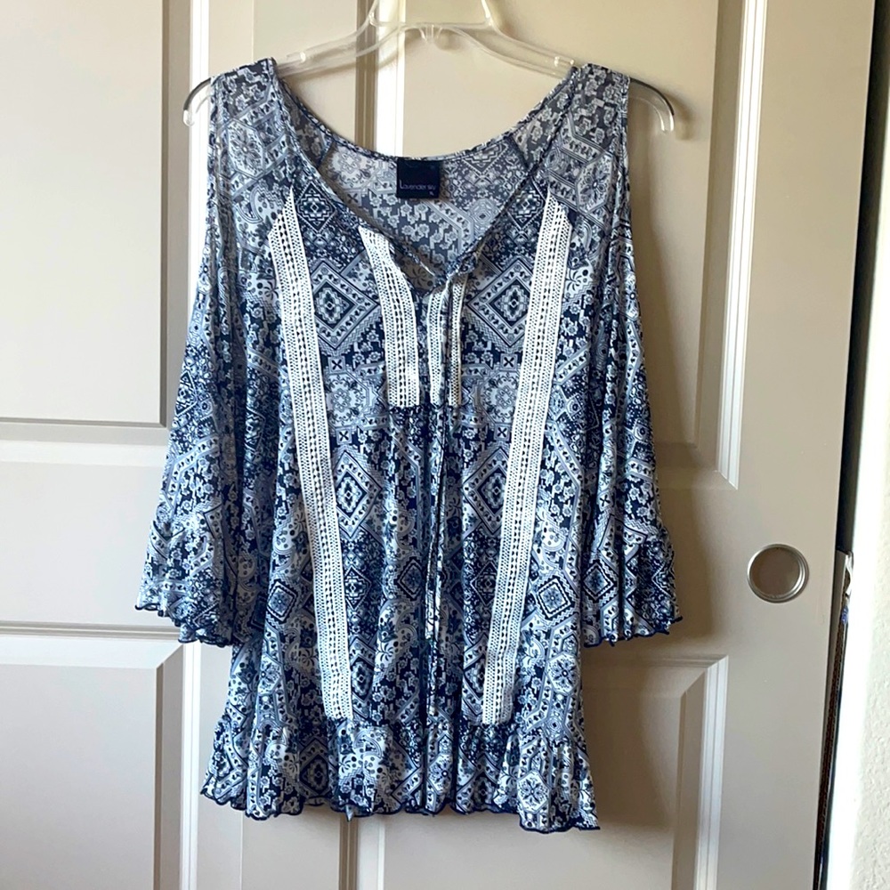 Cold Shoulder Boho Style Blouse Size XL